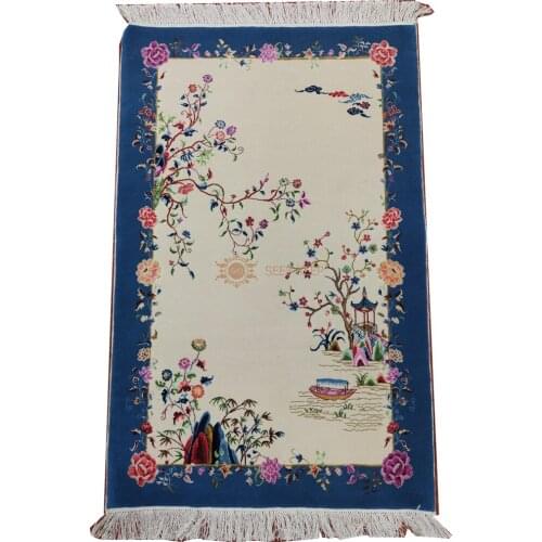 Seeykeep™ 2x3ft 260Lines Silk And Wool Handknotted China Traditional Xihu Lake Scenery Pattern Rug -FC3026001