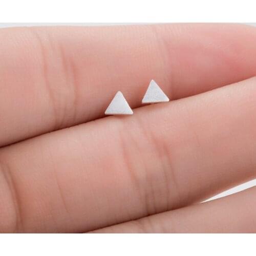 Jisensp Silver Plated Earrings Geometric Design Simple Triangle Stud Earrings Fashion Jewelry for Women Girls Birthday Gift