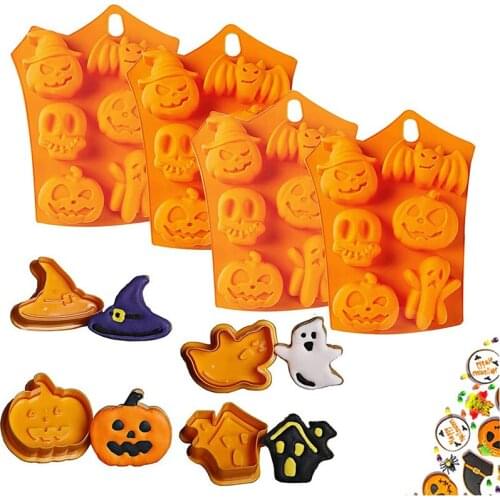Halloween Silicone Baking Molds Nonstick Cake Pan with Pumpkin Chocolate Cupcakes Skull Ghost Shape for Kitchen DIY Baking Tools