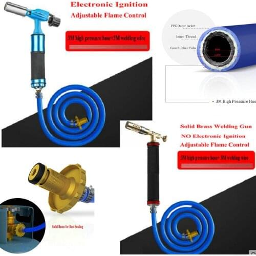 HQ EI01 Electronic Ignition Liquefied Gas Welding Gun Torch Kit with 3M Hose and 3M Welding Wire and Adjustable Flame Control