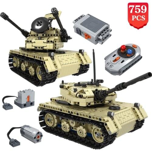Technical 759pcs Machine Military Building Blocks Creator Intelligent Remote Control Tank Model Bricks RC Toys For Boys Gifts
