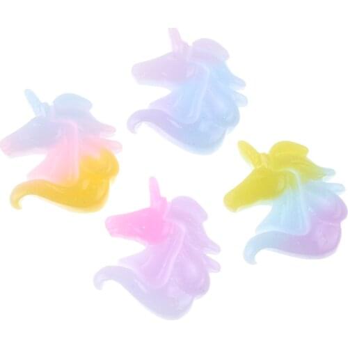 20pcs Gradient Resin Unicorn Decoration Flatback Cabochon Embellishment For Scrapbook DIY Accessoris