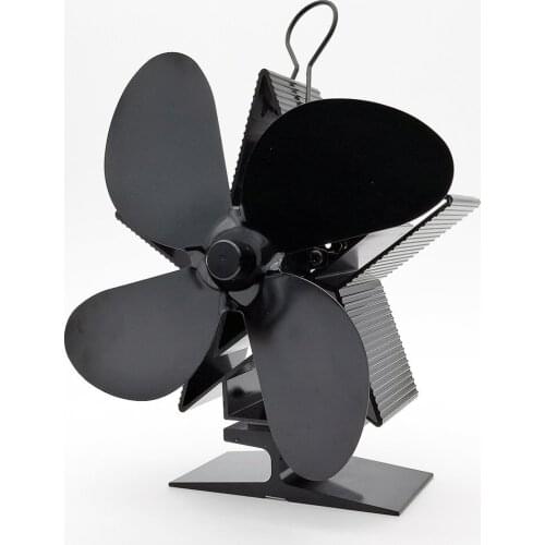Black Stove Fan 4 Blade Fireplace Fan Heat Powered komin Wood Burner Eco Fan Friendly Quiet Home Efficient Heat Distribution