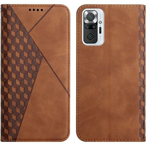 Skin Feeling Retro Vintage PU Leather Card Slot Pocket Magnet Shockproof Case for Redmi Note 10 Pro Kickstand Cover