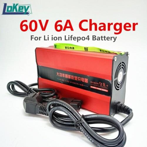 60V 6A Smart Charger for Lithium battery 16S 67.2V 17S 71.4V Li ion 20S 73V Lifepo4 charger with LCD display screen