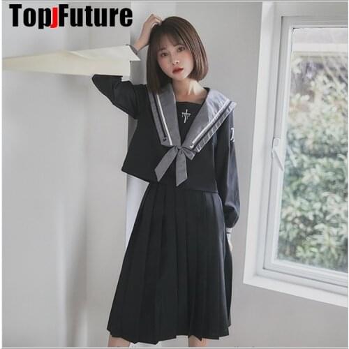 Witch reborn JK uniform skirt cross sailor suit Nagoya Lapel JKS uniform dark Department womens Halloween cosplay Costume