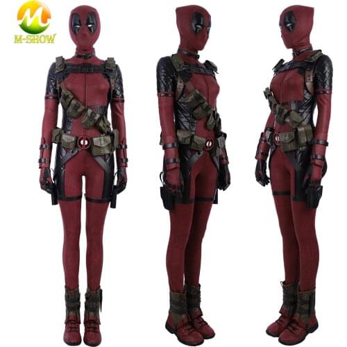 Lady Red Villain Cosplay Costume Jumpsuit with Headgear Wanda Wilson Outfit Halloween Fancy Suit for Adult Women Any Size