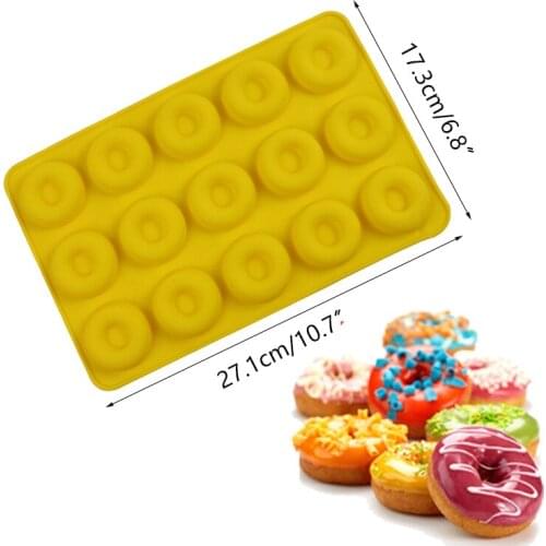 15 Cell Donuts Silicone Mold Mousse Cake Mould Kitchen Baking Tools Chocolate Dessert Bread Jelly Molds Bakery Silicone Molds