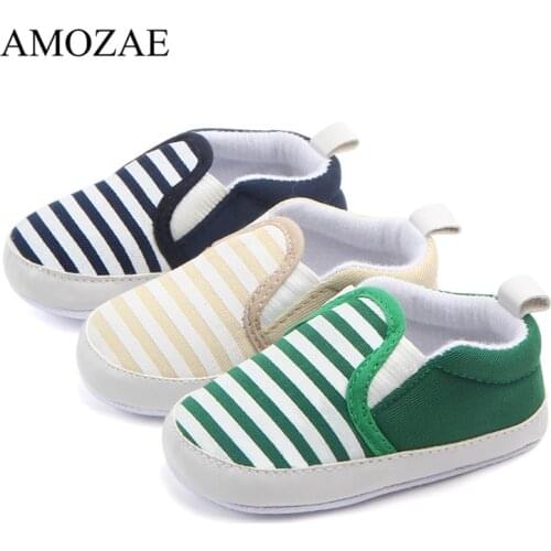 2020 Baby Striped Shoes For Newborn Lovely Infant Baby Boys Girls First Walkers Soft Sole Anti-Slip Indoor Toddler Footwear