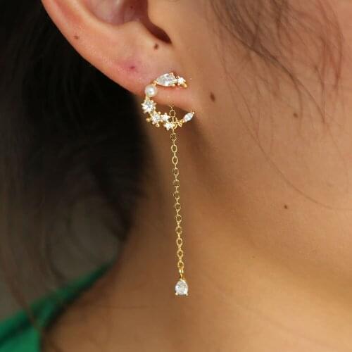 2021 Brinco Brincos Earings Fashion Jewelry Tiny Sparking Cz Flower Delicate Women Color Dainty Tassel Line Earring Hot Sale