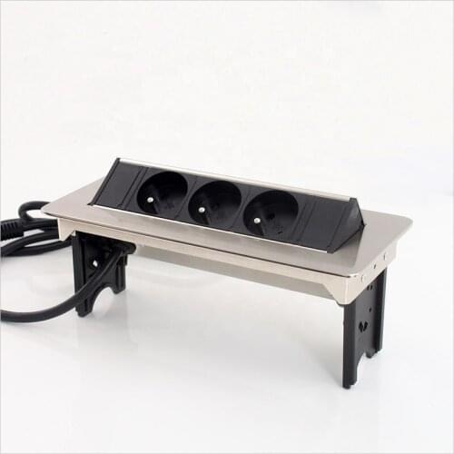 3*EU power table socket ,can hidden Horizontal popup open metal box 30pcs/package