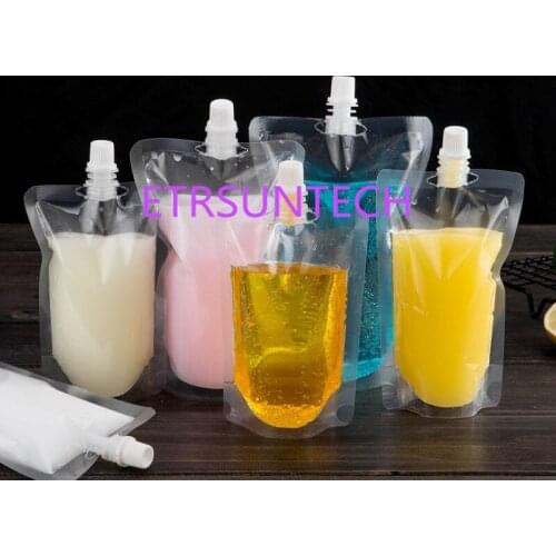 300pcs/lot Stand-up Plastic Drink Packaging Bag Spout Pouch for Beverage Liquid Juice Milk Coffee
