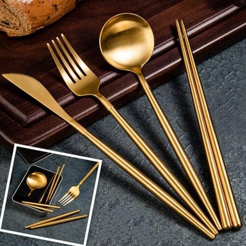 304 Stainless Steel Tableware Portable Detachable Cutlery Set Travel Supplies B1