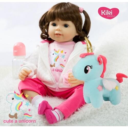 56cm bebe reborn doll with unicorn toy silicone Reborn toddler baby toy best playmate gift for children