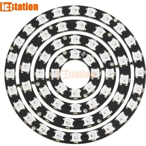 60 Bits Digital WS2812 RGB LED Ring Full Color Highlighting WS2812 5050 SMD Leds Strip Module Microcontroller DC 5V for Arduino