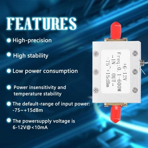 AD8307 RF Power Meter Logarithmic Testing Detector Power Meter 6-12V 0.1-600M -75~+15dBm Module