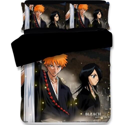 Anime Bleach Duvet Cover Set Comforter Bedding Sets Luxury Manga 3pc Set with 1 Duvet Cover and 2 Pillowcases Gift for Anime Fan