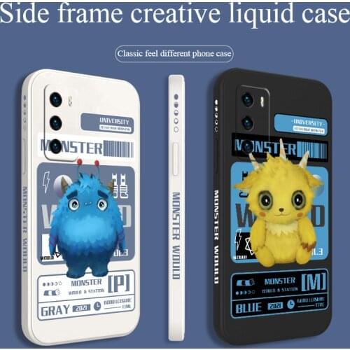 Space Monster Phone Case For Huawei P40 P40Lite P30 P20 Mate 40 40Pro 30 20 Pro Lite P Smart 2021 Y7a Liquid Silicone Cover