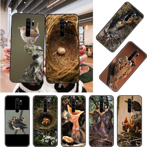 Phone Case For Xiaomi Redmi Note 8 8T 7 7A 9 9A 9S 8A 4 5 6 Pro Black Cover Funda Tpu Coque Trend Prime Silicone Sparrow