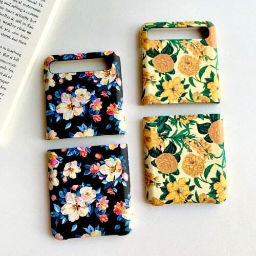 Retro Floral Case for Samsung Galaxy Z Flip 5G Cover Romantic Oil Painting Relief Silicon Shell for Samsung Z Flip Case