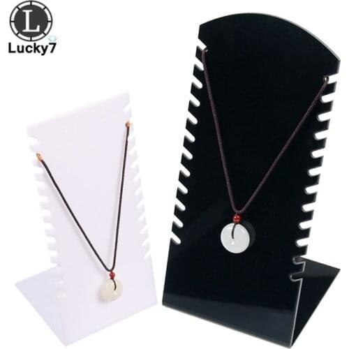 Black & White 8-12 Strips Camber Jewelry Necklace Pendant Display L-shaped Acrylic Jewelry Silver Display Stand Jewelry Props