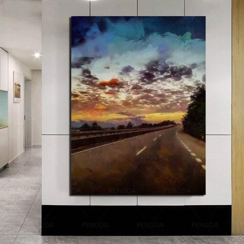 Home Decor Watercolor Canvas Painting Wall Art Prints Highway Pictures Modular Beautiful Sky Poster Modern Living Room Framework