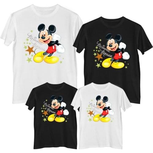 Disney Mickey Mouse T-shirt Summer Comfortable 100% cotton Fashion Woman T-shirts for girls mommy and daughter matching clothes