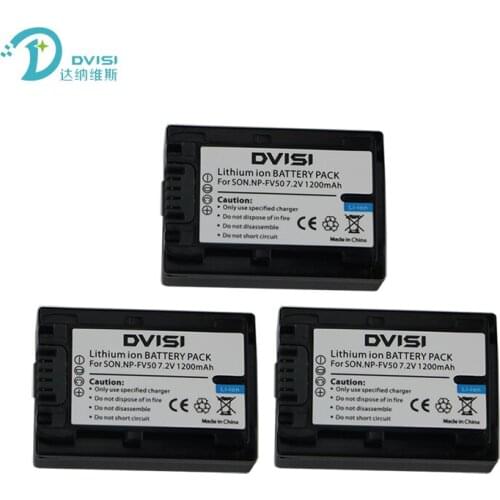 DVISI 3Pcs/lot NP-FV50 NPFV50 7.2V 1.2Ah Camera Battery for Sony NP-FV30 NP-FV40 HDR-CX150E HDR-CX170 HDR-CX300 FV70 FV100 FH50