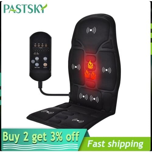 Electric Massage Chair Mat Neck Back Massage Cushion Heating Vibrator Therapy Seat Home Car Office Lumbar Waist Pain Relief Pad