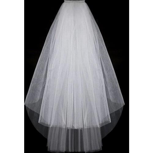 White Ivory Wedding Veil Satin Edge Two Layers Wedding Accessory Bridal Veil