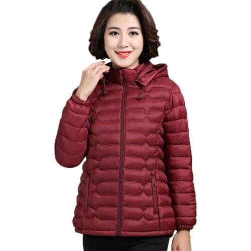 Middle-aged and Elderly Womens Cotton Coat New 2020 Autumn Winter Coats Hooded Zipper Keep Warm Jacket Overcoat Parkas 6XL