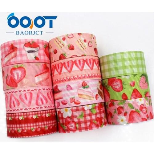 I-19411-916,1 inch 25mm Strawberry Cake Printed grosgrain ribbon 10yds DIY handmade Hair accessories Material Gift wrapping