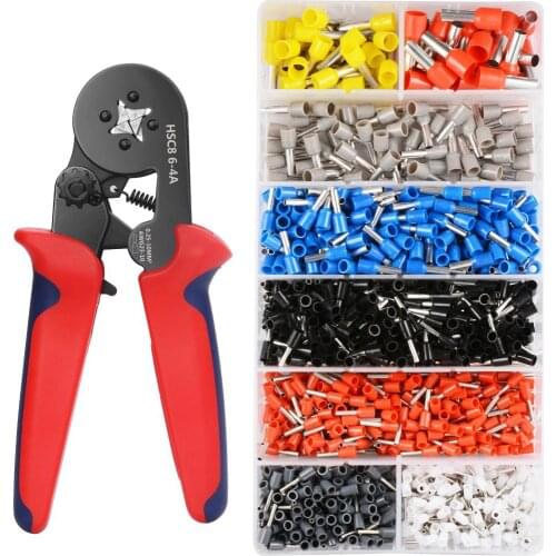 GTBL Crimper Plier Set 0.25-10mm2 Self-adjustable Ratchat Wire Crimping Tool with 1200 Wire Terminal Crimp Connector Insulated