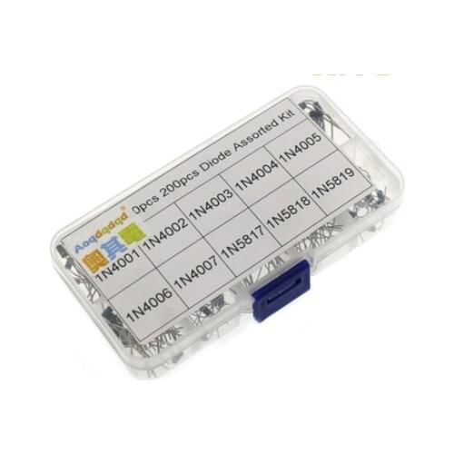 200Pcs 10 Values Rectifier Diode Assorted Kit 1N4001 1N4002 1N4003 1N4004 1N4005 1N4006 1N4007 1N5817 1N5818 1N5819 with Box