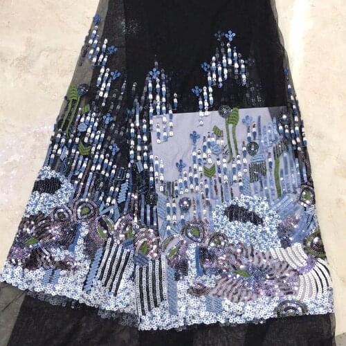 GLace 1Y/Lot mesh lace embroiery sequin lace fabric for dress skirt accessories african lace TX983