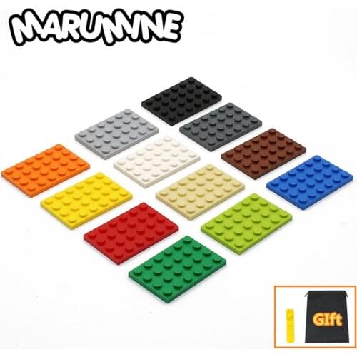 MARUMINE 30PCS 4x6 Dots Base Plate Building Blocks 3032 Baseplate Bricks DIY Classic Educational Toys for Children