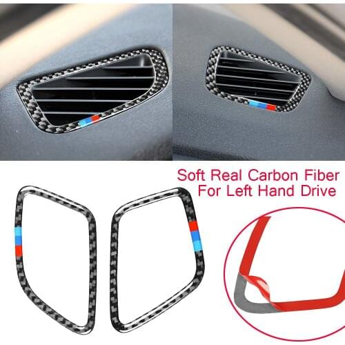 Soft Real Carbon Fiber Dashboard Air Vent Outlet Trim For BMW X3 F25 X4 F26 2011-2017