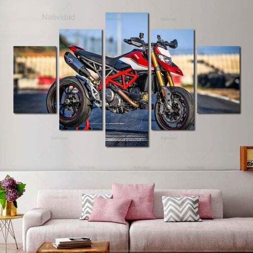 Natividad 5 Pieces Motorcycle Canvas Painting Wall Art Pictures Modular Posters Modern Living Room Frameless Bedroom Decoration