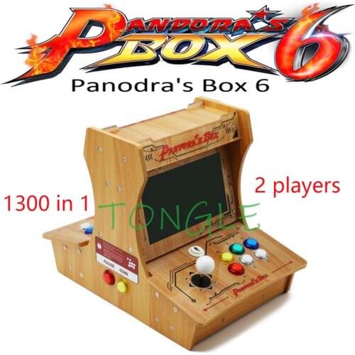Pandora Box 6 Wood 2 Player bartop mini arcade 10 inch dual screen 1300 in 1 support FBA MAME PS1 game 3d tekken Mortal Kombart