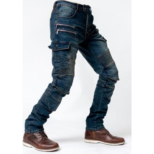 Pantalones vaqueros de ocio para motocross, pantalones de montar todoterreno para motocross, diseño con cremallera y protección