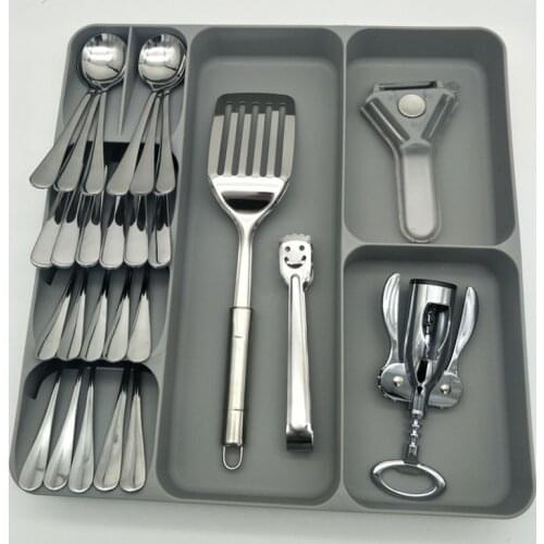 Plastic Knife Block Holder Drawer Knives Forks Spoons Storage Rack Knife Stand Cabinet Tray Kitchen Fashion Plastic Organizer