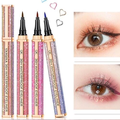 4 Colors Black/Blue/Pink Purple/Brown Waterproof Eyeliner Warm Water Remove Eye Liner Soft Sponge Head Long Lasting Makeup Pen