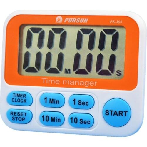 PS395 Large Screen Timer Kitchen Reminder Electronic Timer Plastic Battery Durable Portable Small Size Yellow