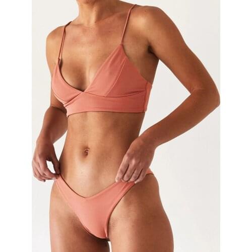 Sexy Push Up Padded Swimsuit Solid Color Women Bikinis Set Female Brazlian Bathing Suit Thong Swimwear Summer Beachwear Biquini