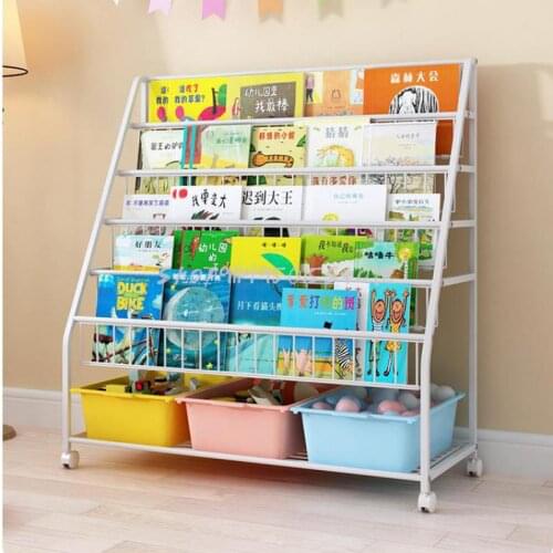 Removable Childrens Bookshelf Racks Living Room Storage Cabinets Simple Wrought Iron Bedroom Small Baby Picture Book Rack