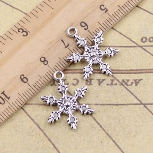 10pcs 23x17mm Snow snowflake Charms Pendants Antique Silver Color Necklace Accessories DIY Handmade Jewelry Making Supplies