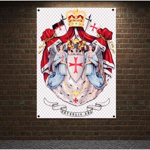 Medieval Knights of Christ History Poster Banners Wall Art Vintage Knight Templar Wall Hanging Crusades Paintings Home Decor Z1