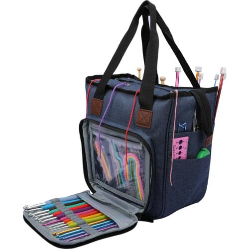 Large Capacity Yarn Knitting Storage Handbags Bag Wool Tote Crochet Hook Needles Accessories Organiser Holder