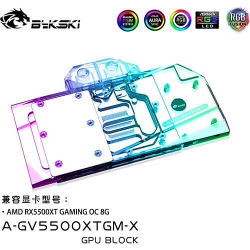 Bykski A-GV5500XTGM-X Full Coverage GPU Water Block For VGA AMD Gigabyte Radeon RX5500XT Gaming OC 8G Graphics Card Heatsink