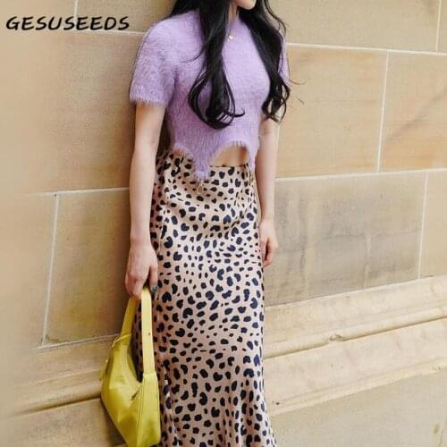 Knitted cropped sweater women summer o neck pullover korean short sleeve top women mohair sweater irregular purple pullover 2021